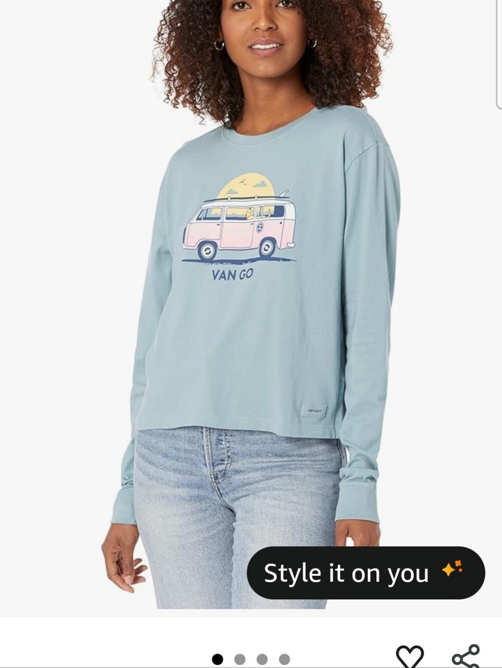 Life is Good long-sleeve Shirt "Van Go" camper graphic Golden Lab Cotton Dog Med - Picture 3 of 10